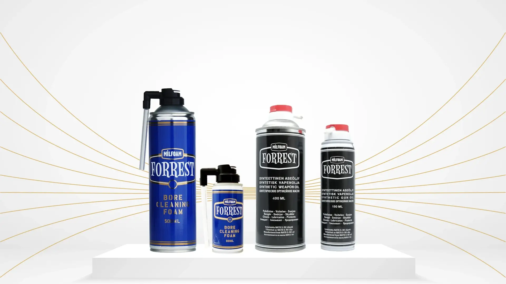 Milfoam Forrest namlı temizleme köpüğü ve sentetik silah yağları, askeri ve ticari silah bakımı ürünleri