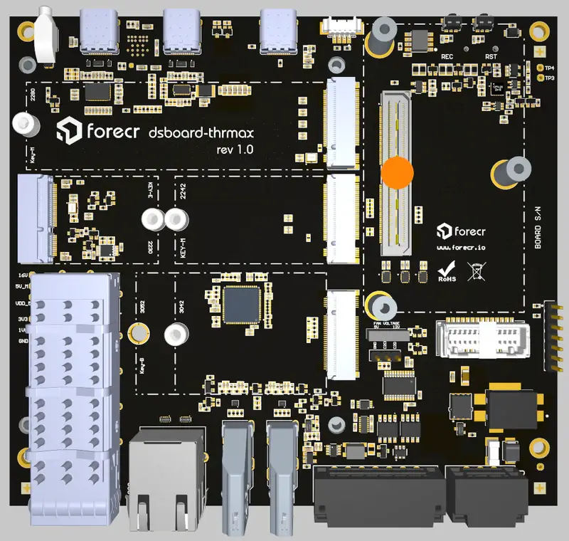 Forecr NVIDIA Jetson THOR taşıyıcı kart, kompakt, PCIe, NVMe ve yüksek bant genişlikli kartlar