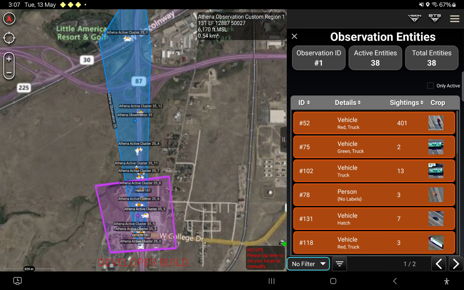 SightLine Athena AI destekli görev planlama ekranı, harita üzerinden çoklu hedef izleme ve durum farkındalığı